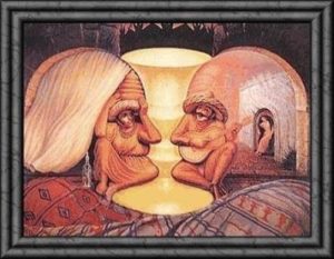 Illustrazione raffigurante una coppia di anziani.