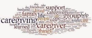 Una “nuvola” di concetti tra i quali spiccano i termini “caregiving” e “caregiver”.