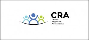 Il logo del CRA - Centro Regionale per l'Accessibilità contiene la denominazione dell’ente e la raffigurazione stilizzata di tre persone.