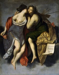 Francesco Furini, Pittura e Poesia, 1626, Galleria Palatina, Palazzo Pitti, Firenze. Le due arti della Pittura e della Poesia sono raffigurate come due giovani donne avvenenti ed in atteggiamento amoroso.