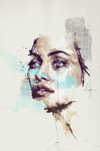 Ritratto di un volto femminile realizzato dall’artista francese Florian Nicolle.